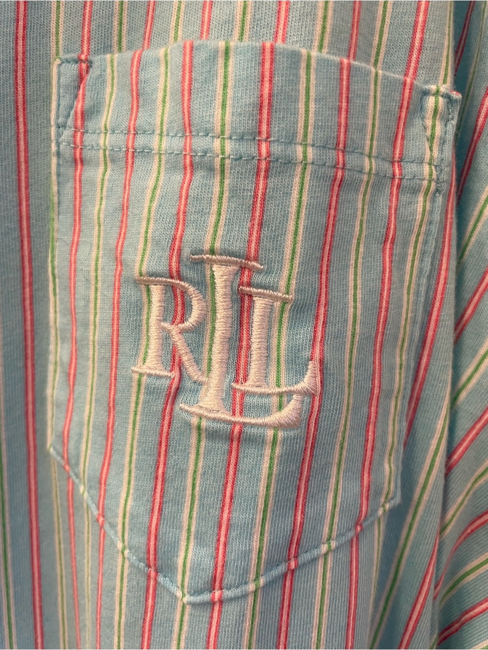 Lauren by Ralph Lauren Aqua with Pink, White and Lime Green Striped Pajamas - Picture 4 of 14